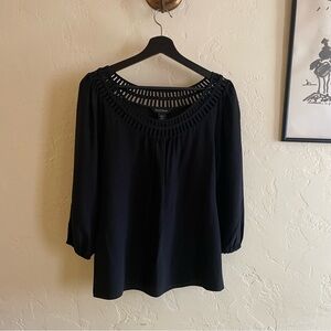 White House Black Market Black Silk Blouse